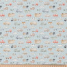 Printed Cotton TOOTOOT Blue / Camel